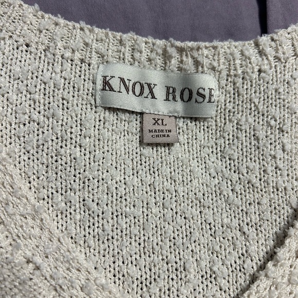 KNOX ROSE Long Sleeve Sweater, Large $12 Cream & Dusty Rose - Picture 2 of 5